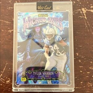 Wild Card Wicked Hits Tyler Warren Football Card - Purple/Blue Holographic